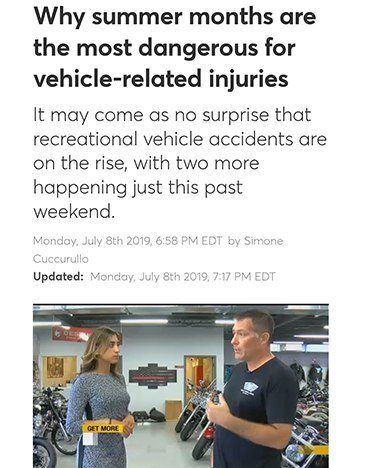 Haus of Trikes & Bikes very own sales manager Mike is discussing safety tips for ATV riders with ABC7 News reporter Simone Cuccurullo
